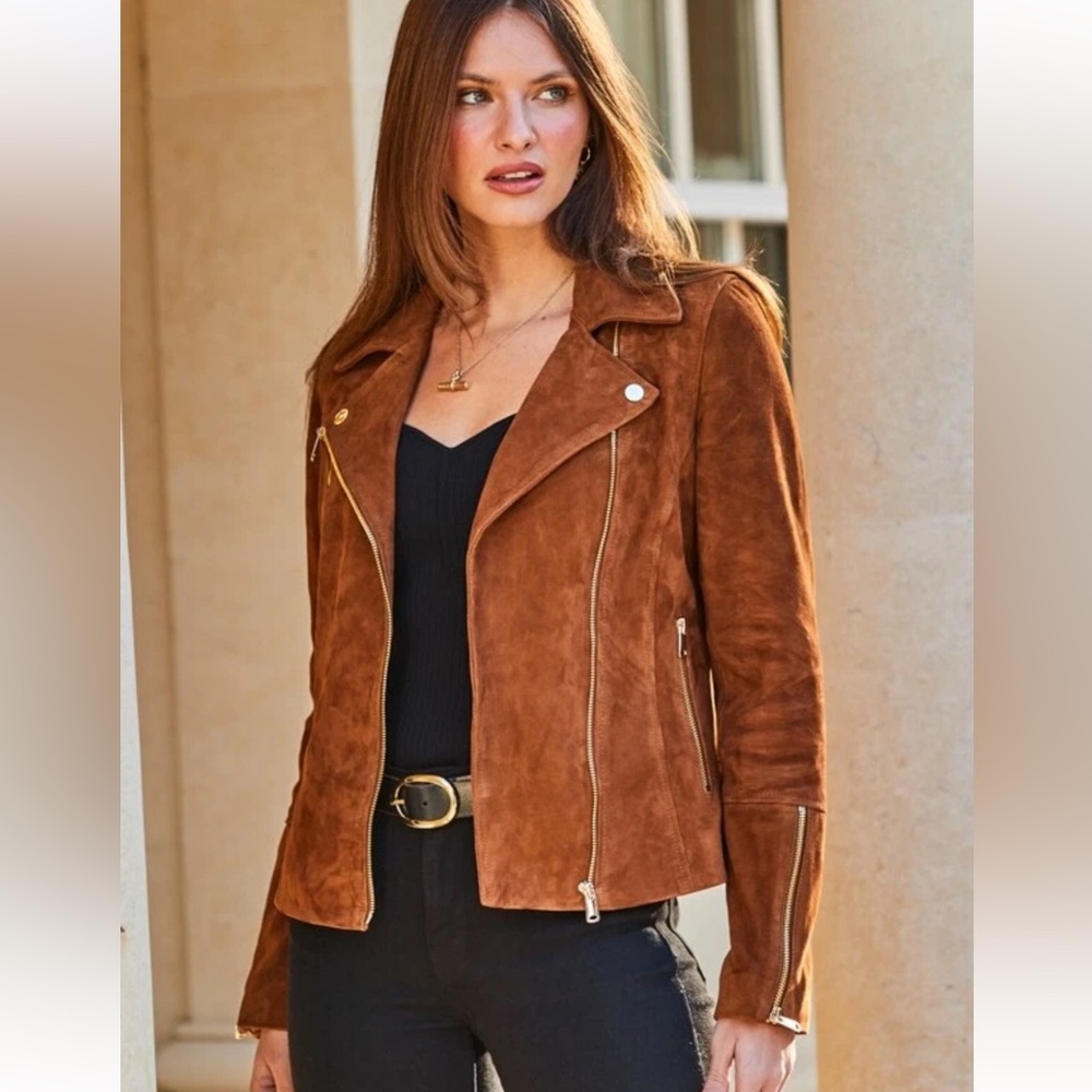 Blank NYC Brown Suede Moto Jacket